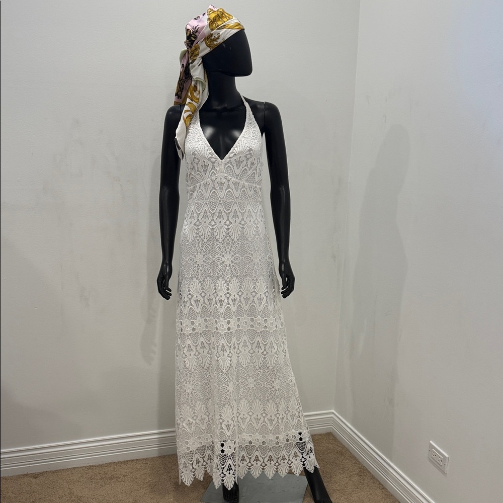 Calypso St. Barth White Lace Halter Maxi Dress Boho Resort Summer S New